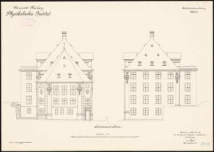 Physikalisches Institut der Philipps-Universität Marburg: Aufriss Seitenansichten 1:100