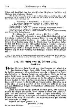 250. Ah. Erlaß vom 28. Februar 1875.