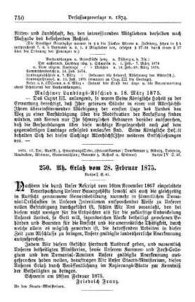 250. Ah. Erlaß vom 28. Februar 1875.