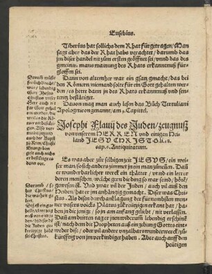 Josephi Flavii des Juden/ zeugnuß von unserem Herren ...