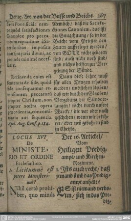 Locus XVI. De Ministerio Et Ordine Ecclesiastico