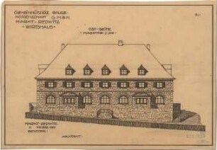 Fischer, Theodor; Marktredwitz; Baugenossenschaft Vereinigte Chamottfabrik, Wirtshaus - Ostseite (Ansicht)