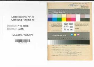 Entnazifizierung Wilhelm Muenter , geb. 23.09.1913 (Lehrer)