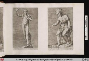 Rechts: Statue eines angelnden Jungens aus der Sammlung des Kapitols.