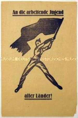 Flugschrift der Kommunistischen Jugendinternationale gegen den Dawes-Plan und Aufruf zum 10. Internationalen Jugendtag 1924