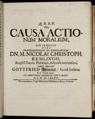 De Causa Actionum Moralium