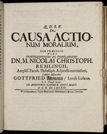 De Causa Actionum Moralium