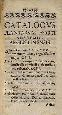 Catalogus Plantarum Horti Academici Argentinensis