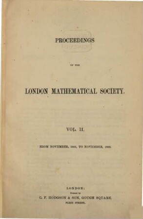 Proceedings of the London Mathematical Society. 2. 1866/69
