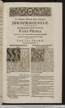 Pars Prima Continens ea, quae ad processum judicarium pertinent