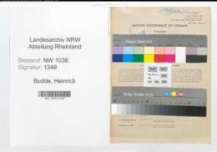 Entnazifizierung Heinrich Budde , geb. 12.10.1903 (Baecker)