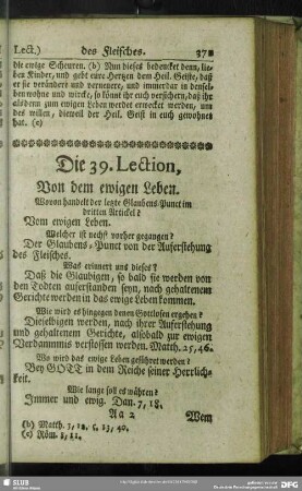 Die 39. Lection, Von dem ewigen Leben