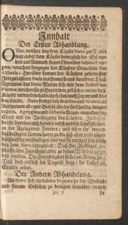 Innhalt Der Ersten - Fünfften Abhandelung.