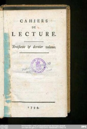 3.1794: Cahiers de lecture