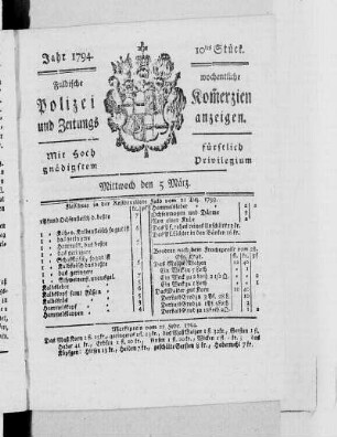 10tes Stück., Ausgabe vom 5. März 1794