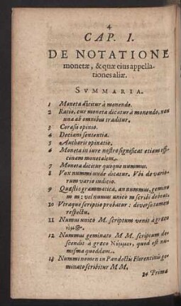 Cap. I. De notatione monetae