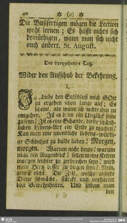 Der dreyzehende Tag. Wider den Auffschub der Bekehrung