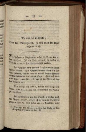 Neuntes Capitel. Von den Sicherheiten, welche man im Lager nehmen muß