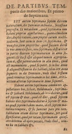 De partibvs temporis die maioribus, et primo de sptimana.