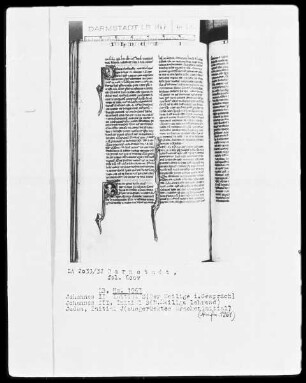 Biblia sacra mit Missale — Buchseite mit zwei historisierten Initialen, Folio 600verso