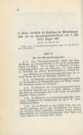 II. Gesetz, betreffend die Verfassung der Verwaltungsgerichte und das Verwaltungsstreitverfahren vom 3. Juli 1875/2 August 1880. (Ges.-S. von 1880 S. 328.)