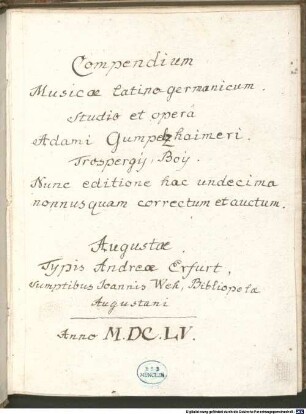 COMPENDIVM MVSICAE LATINO-GERMANICVM