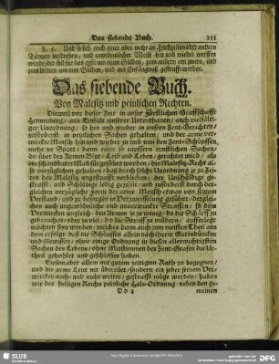 Das siebende Buch. Von Malefitz und peinlichen Rechten