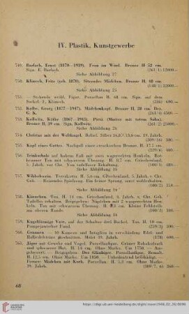 IV. Plastik, Kunstgewerbe (Nr. 749-776)