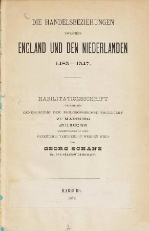 Die Handelsbeziehungen zwischen England und den Niederlanden 1485-1547