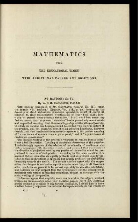 Mathematics from the educational times. [2249. - 1973.]