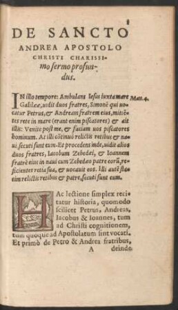 De Sancto Andrea Apostolo Christi Charissimo sermo profundus.