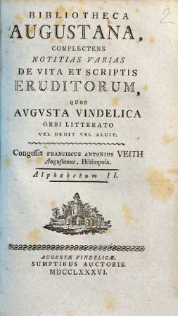 Bibliotheca Augustana : Complectens Notitias Varias De Vita Et Scriptis Eruditorum, Quos Avgvsta Vindelica Orbi Litterato Vel Dedit Vel Aluit. 2, Alphabetum II