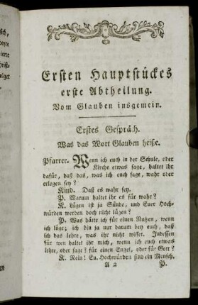 Ersten Hauptstückes erste Abtheilung. Vom Glauben insgemein.