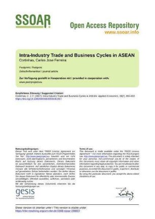 Intra-Industry Trade and Business Cycles in ASEAN