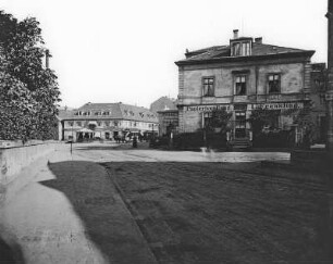 Dresden-Blasewitz. Schillerplatz mit der Pferdebahn. Blick zur heutigen Tolkewitzer Straße