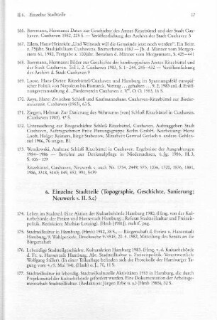 6. Einzelne Stadtteile (Topographie, Geschichte, Sanierung; Neuwerk s.II.5.c)
