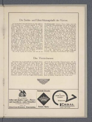 Die Sterbe- und Unterstützungskasse des Vereins.