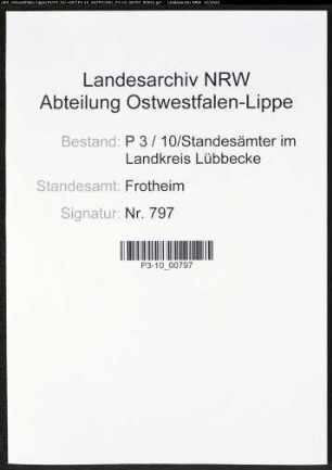 Sterberegister Standesamt Frotheim