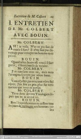 I. Entretien De Mr. Colbert Avec Bouin