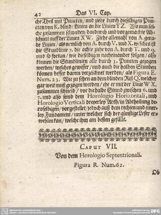 CAPUT VII. Von dem Horologio Septentrionali.