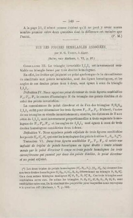 SUR LES FIGURES SEMBLABLES ASSOCIÉES.