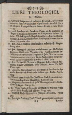 Libri Theologici, In Octavo