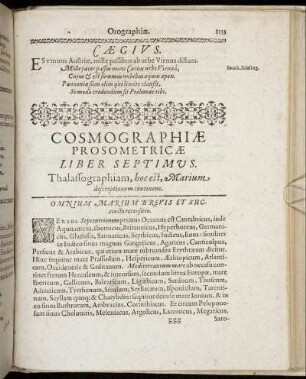 Cosmographiae Prosometricae Liber Septimus. Thalassographiam ...