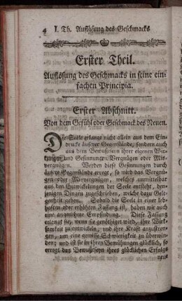 Erster Abschnitt. Von dem Gefühl oder Geschmack des Neuen