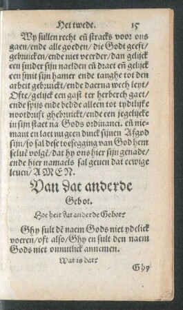 Van dat anderde Gebot.