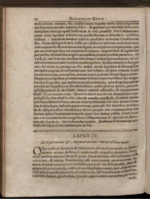 Caput IV. De Nutritionis & Argumentationis Mineralium modo.