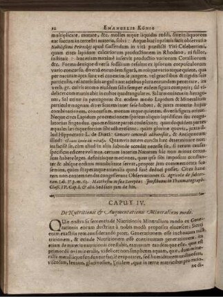 Caput IV. De Nutritionis & Argumentationis Mineralium modo.