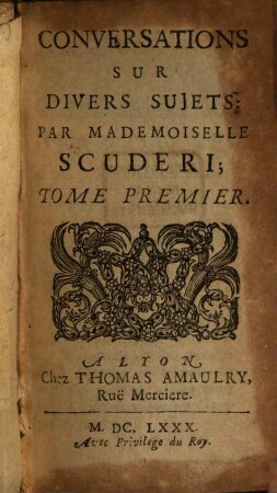 Conversations sur divers sujets, 1. (1680)