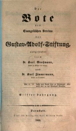 Der Bote des Evangelischen Vereins der Gustav-Adolf-Stiftung, 11. 1853