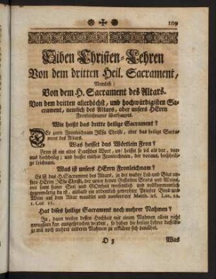 109-267, Siben Christen-Lehren von dem dritten heiligen Sacrament, nemlich von dem heiligen Sacrament des Altars